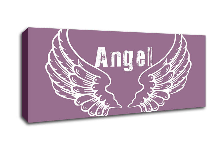 Angel Wings 2 Dusty Pink canvas art mounted on a box frame, showcasing delicate angel wing design in soft pink tones.