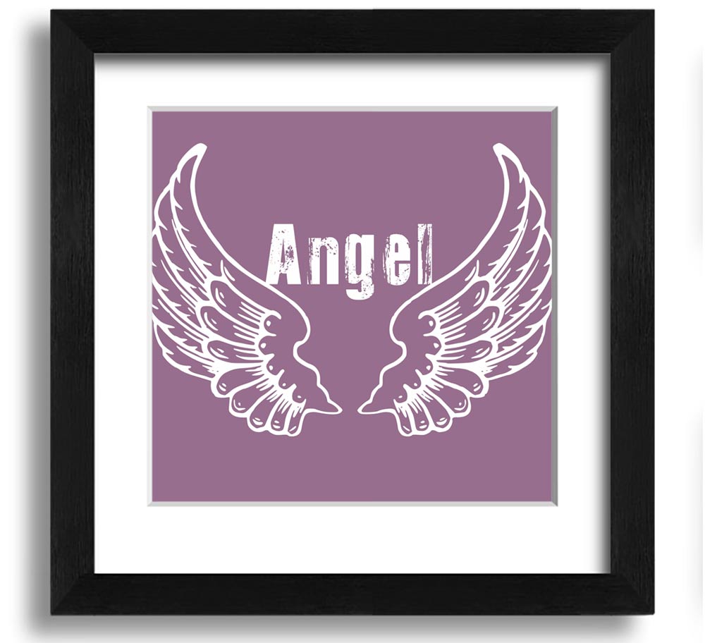 Angel Wings 2 Dusty Pink Square Framed Print with a delicate design in a soft pink hue, ready to hang.