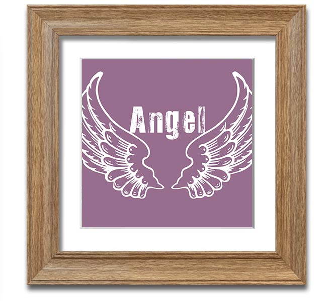 Angel Wings 2 Dusty Pink Square Framed Print with a delicate design in a soft pink hue, ready to hang.