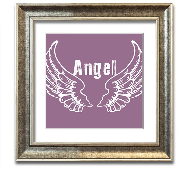 Angel Wings 2 Dusty Pink Square Framed Print with a delicate design in a soft pink hue, ready to hang.