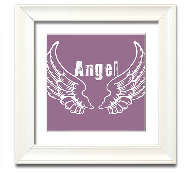 Angel Wings 2 Dusty Pink Square Framed Print with a delicate design in a soft pink hue, ready to hang.