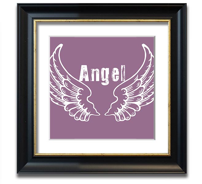 Angel Wings 2 Dusty Pink Square Framed Print with a delicate design in a soft pink hue, ready to hang.