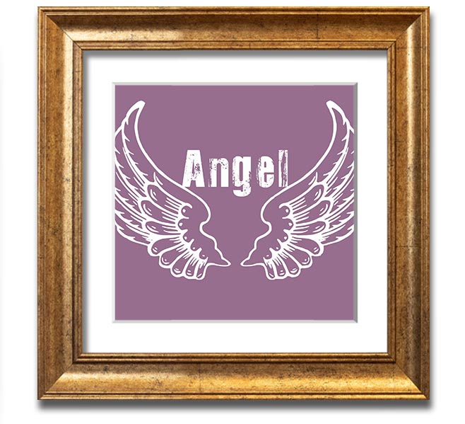 Angel Wings 2 Dusty Pink Square Framed Print with a delicate design in a soft pink hue, ready to hang.