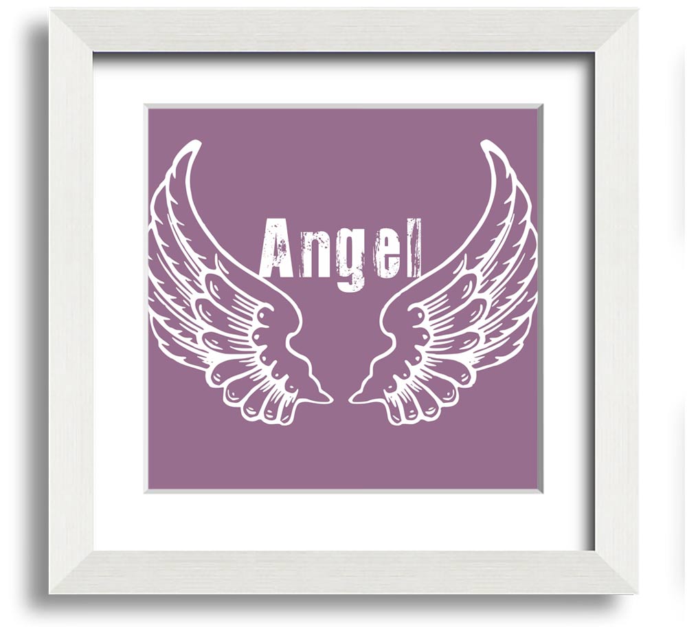 Angel Wings 2 Dusty Pink Square Framed Print with a delicate design in a soft pink hue, ready to hang.