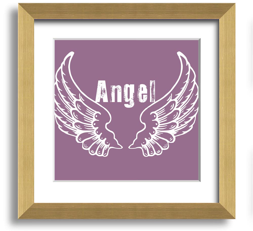 Angel Wings 2 Dusty Pink Square Framed Print with a delicate design in a soft pink hue, ready to hang.