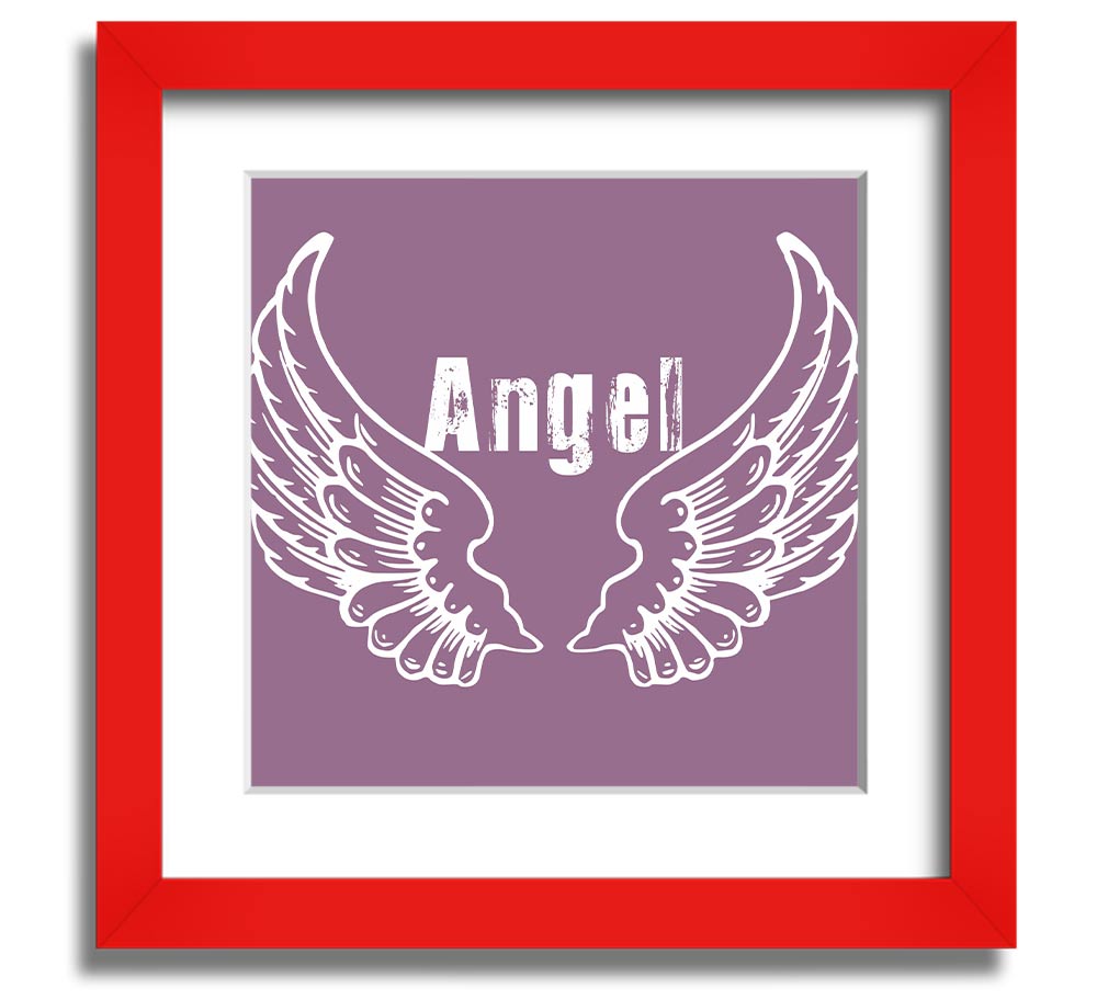 Angel Wings 2 Dusty Pink Square Framed Print with a delicate design in a soft pink hue, ready to hang.