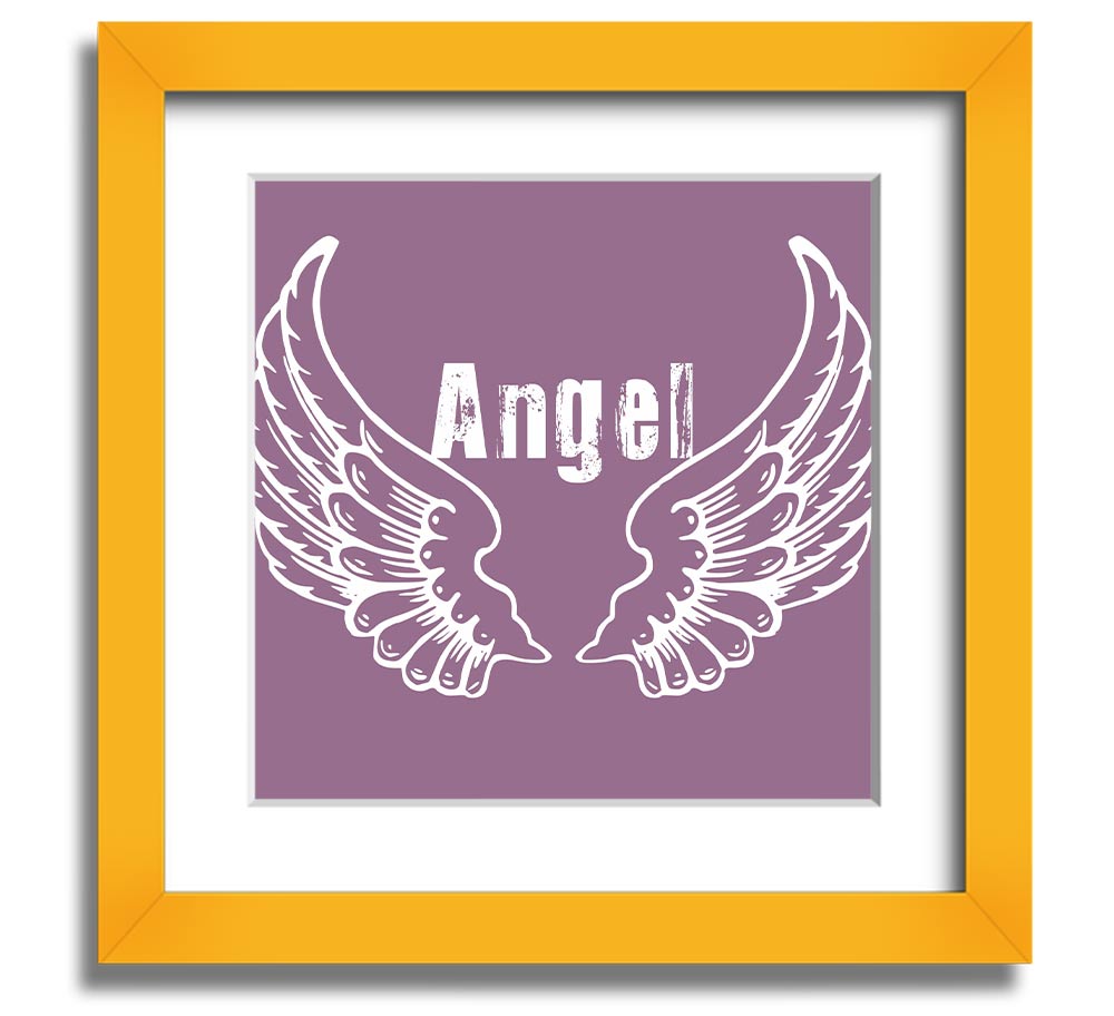 Angel Wings 2 Dusty Pink Square Framed Print with a delicate design in a soft pink hue, ready to hang.