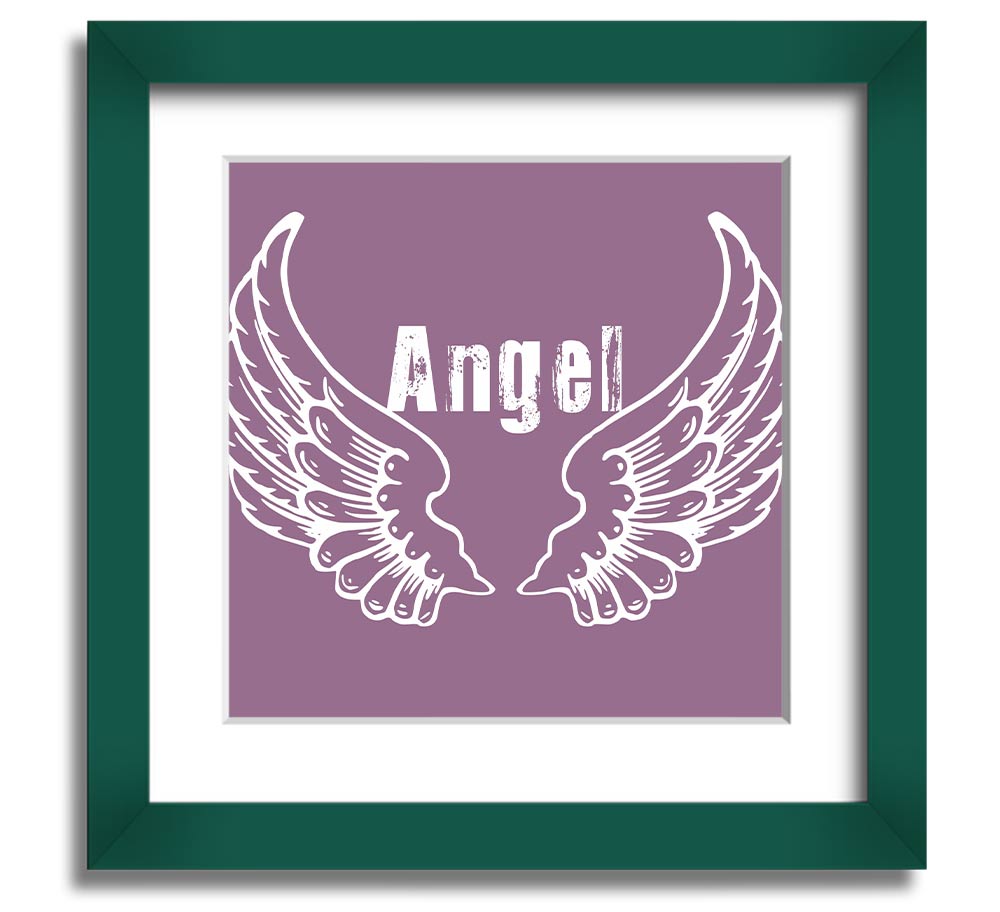 Angel Wings 2 Dusty Pink Square Framed Print with a delicate design in a soft pink hue, ready to hang.