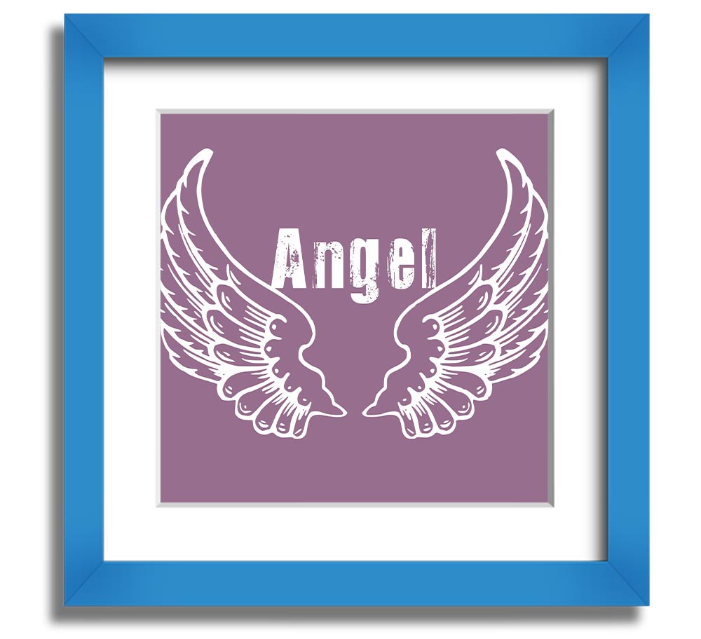 Angel Wings 2 Dusty Pink Square Framed Print with a delicate design in a soft pink hue, ready to hang.