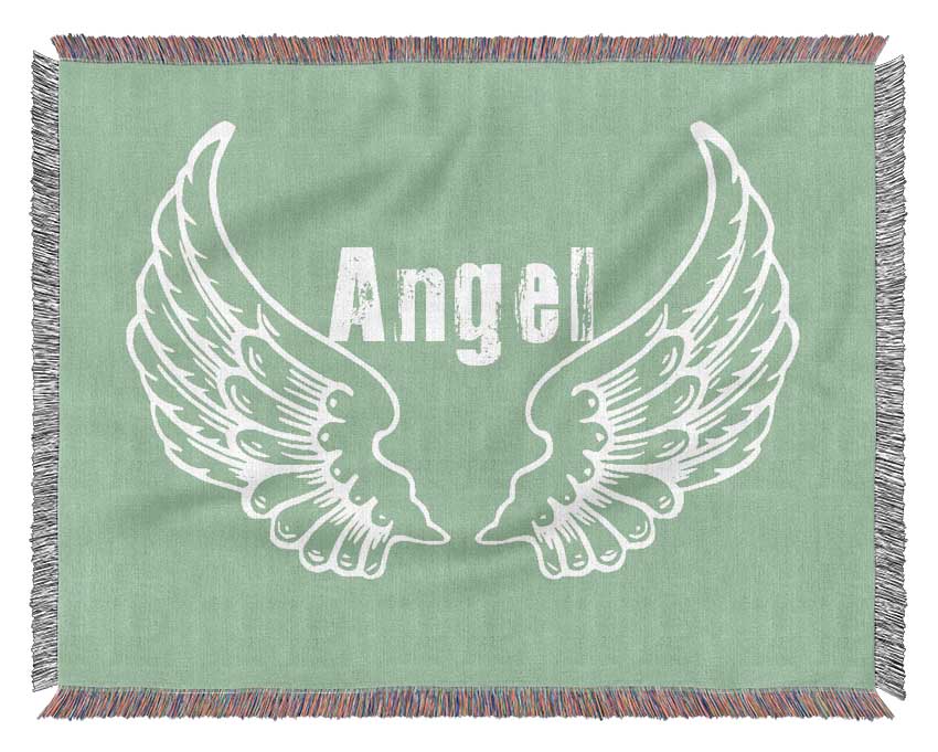 Angel Wings 2 Green throw blanket made from 100% cotton, featuring a thermal weave for breathability and a luxurious finish.