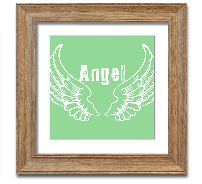 Angel Wings 2 Green Square Framed Print showcasing delicate angel wings design in a stylish frame.