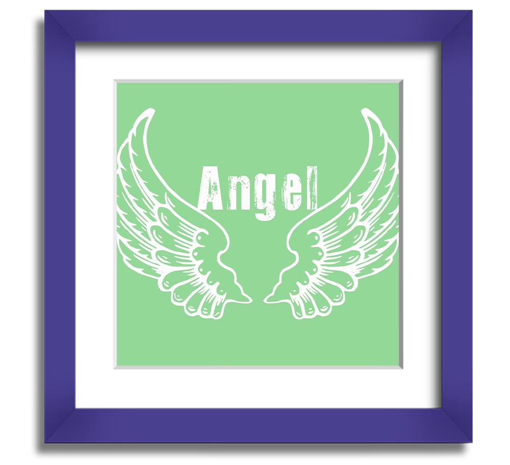 Angel Wings 2 Green Square Framed Print showcasing delicate angel wings design in a stylish frame.