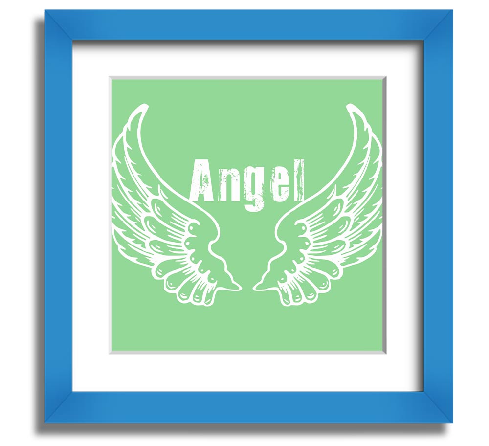 Angel Wings 2 Green Square Framed Print showcasing delicate angel wings design in a stylish frame.