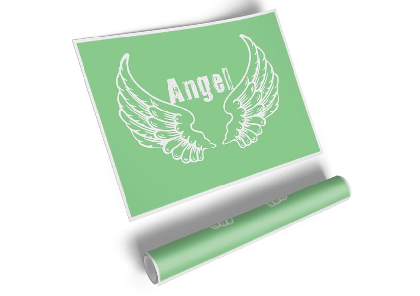 Angel Wings 2 Green poster on high-quality canvas, featuring vibrant green wings design.