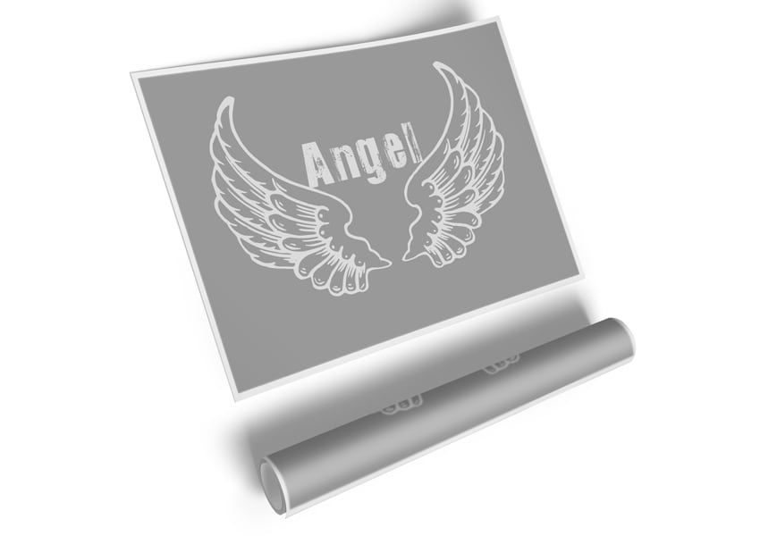 Angel Wings 2 Grey White canvas poster featuring elegant grey and white wings design, perfect for home decor.