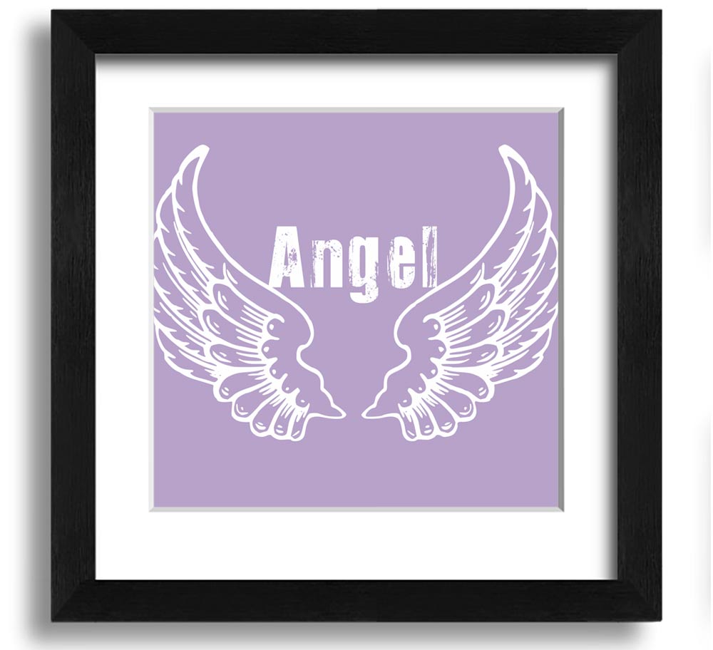 Angel Wings 2 Lilac Square Framed Print featuring delicate lilac angel wings design, ready to hang with multiple frame color options.