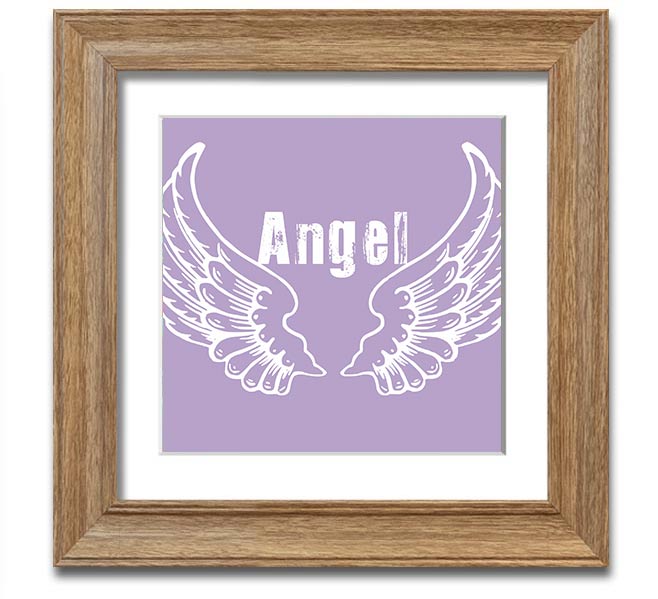 Angel Wings 2 Lilac Square Framed Print featuring delicate lilac angel wings design, ready to hang with multiple frame color options.