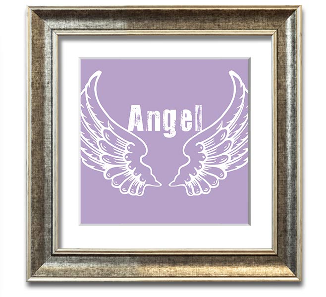 Angel Wings 2 Lilac Square Framed Print featuring delicate lilac angel wings design, ready to hang with multiple frame color options.