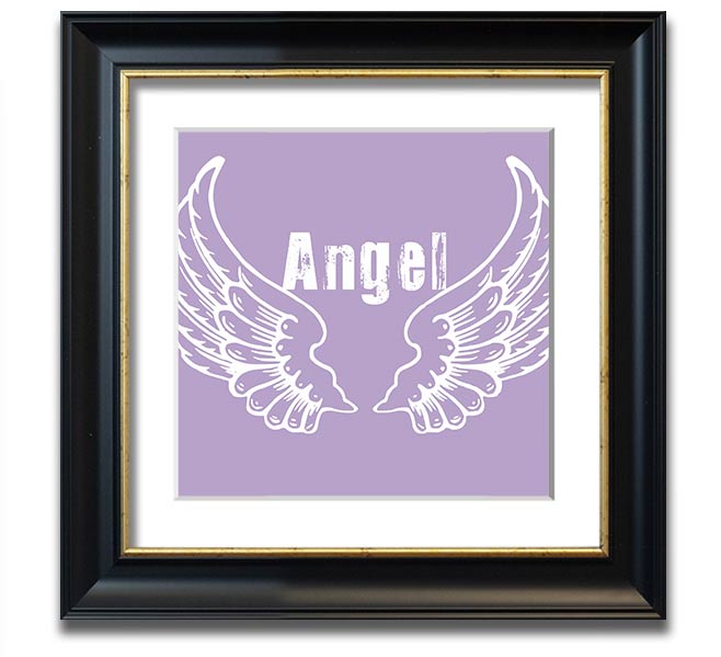 Angel Wings 2 Lilac Square Framed Print featuring delicate lilac angel wings design, ready to hang with multiple frame color options.