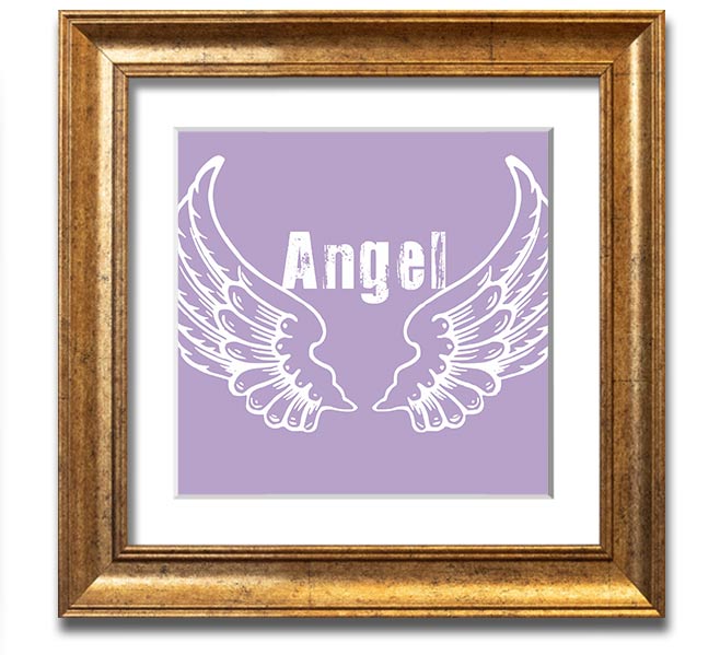 Angel Wings 2 Lilac Square Framed Print featuring delicate lilac angel wings design, ready to hang with multiple frame color options.