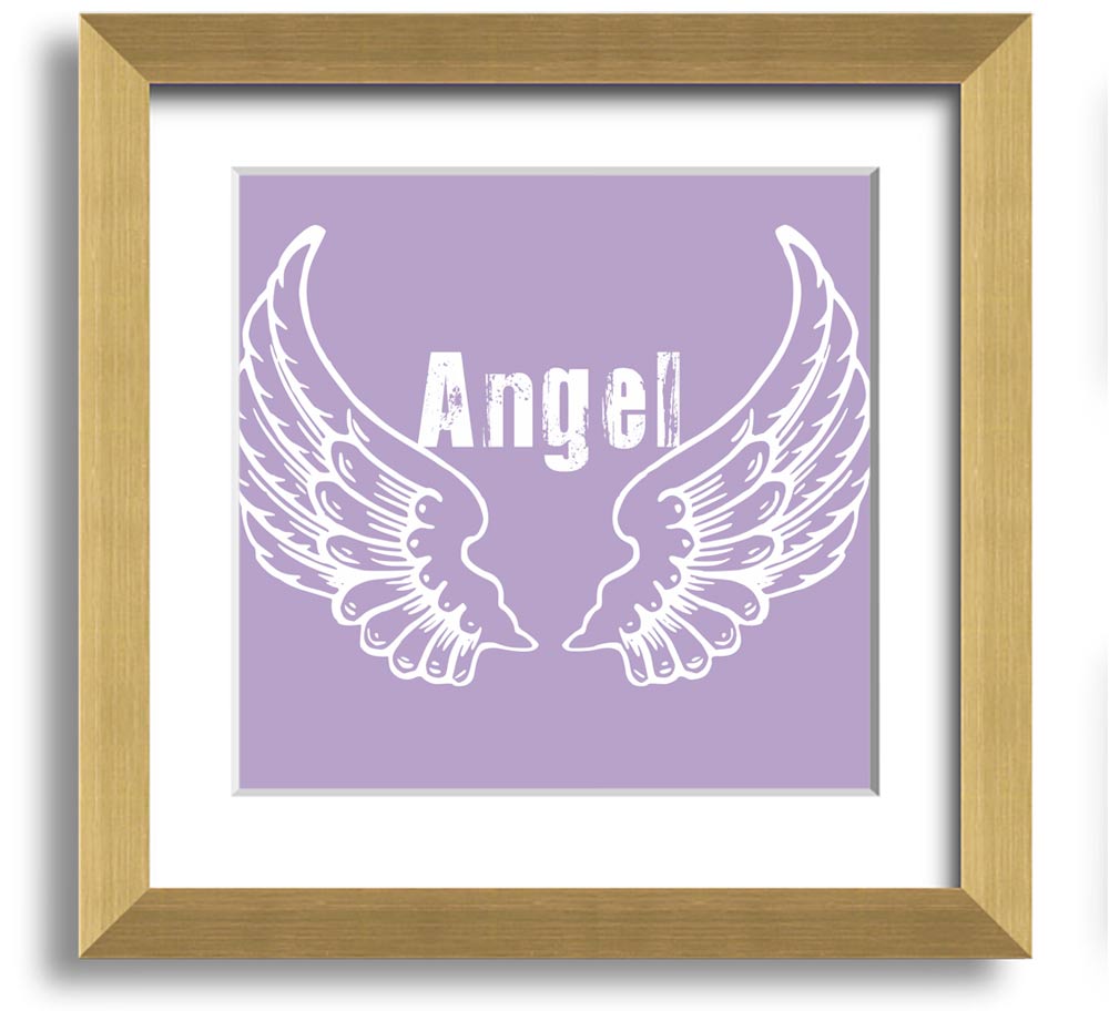 Angel Wings 2 Lilac Square Framed Print featuring delicate lilac angel wings design, ready to hang with multiple frame color options.