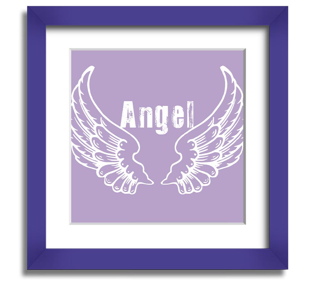 Angel Wings 2 Lilac Square Framed Print featuring delicate lilac angel wings design, ready to hang with multiple frame color options.