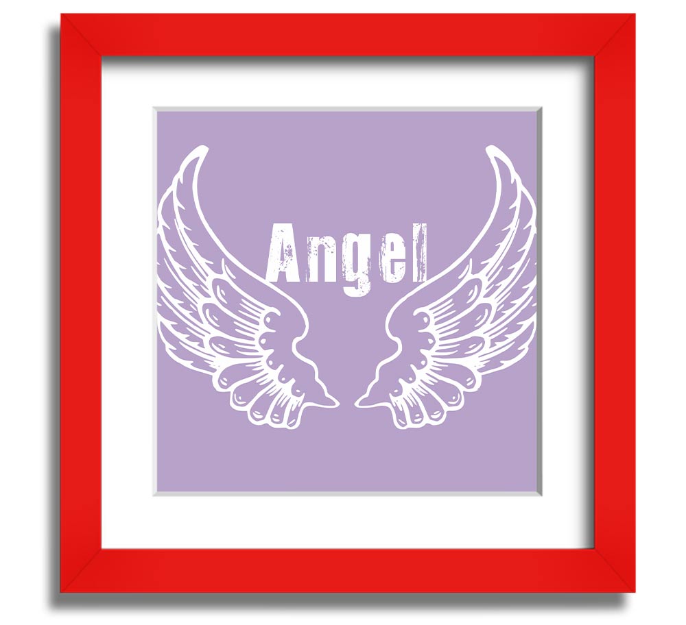 Angel Wings 2 Lilac Square Framed Print featuring delicate lilac angel wings design, ready to hang with multiple frame color options.