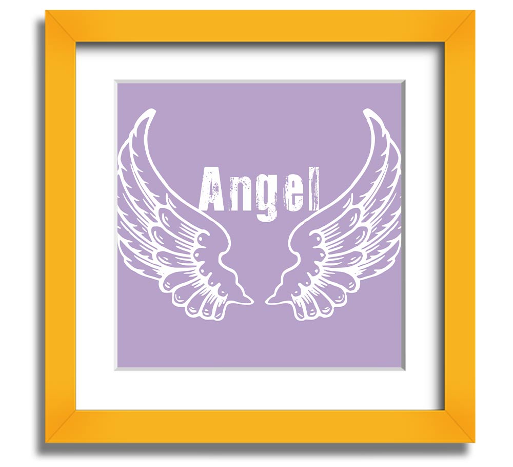 Angel Wings 2 Lilac Square Framed Print featuring delicate lilac angel wings design, ready to hang with multiple frame color options.