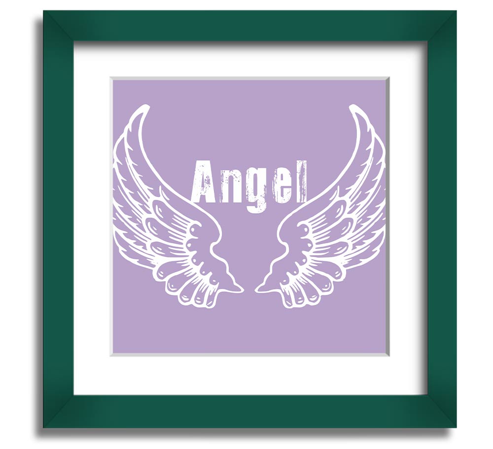 Angel Wings 2 Lilac Square Framed Print featuring delicate lilac angel wings design, ready to hang with multiple frame color options.