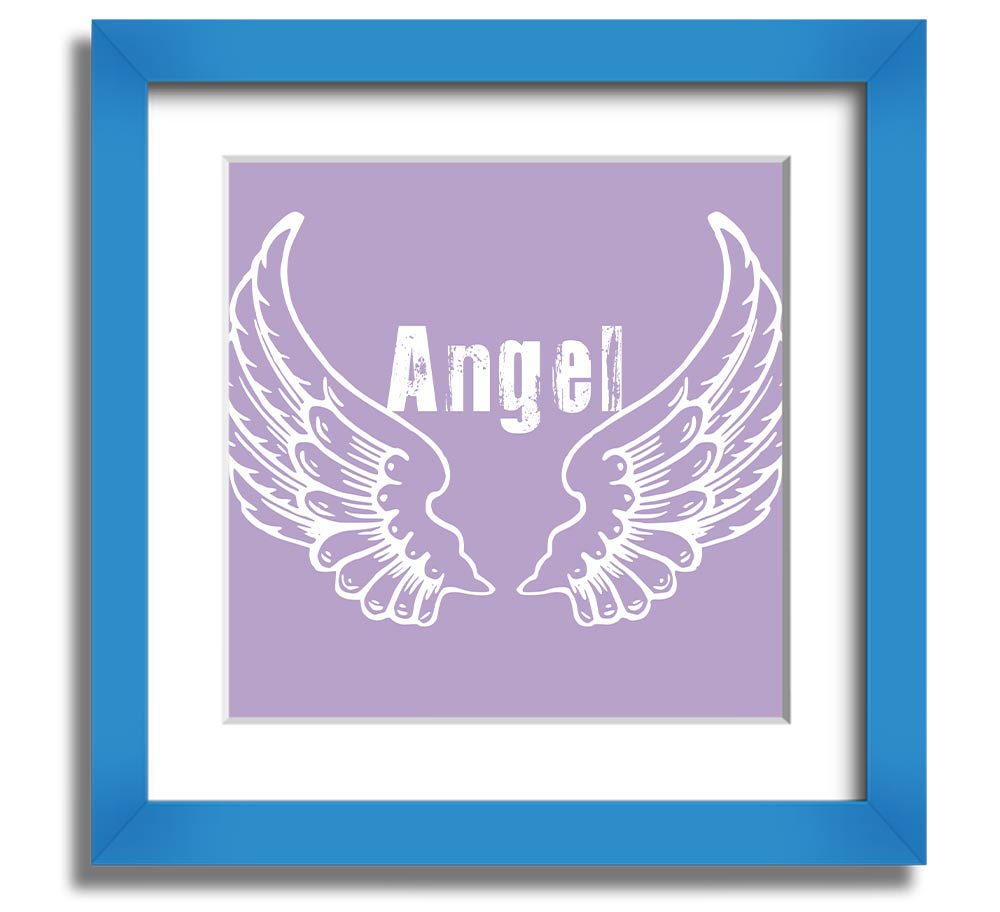 Angel Wings 2 Lilac Square Framed Print featuring delicate lilac angel wings design, ready to hang with multiple frame color options.