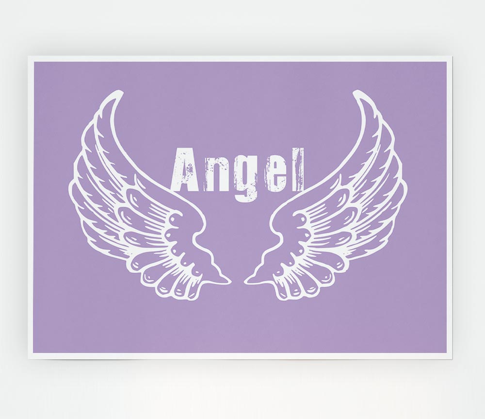 Angel Wings 2 Lilac canvas poster featuring intricate wing designs in soft lilac tones, perfect for home decor.