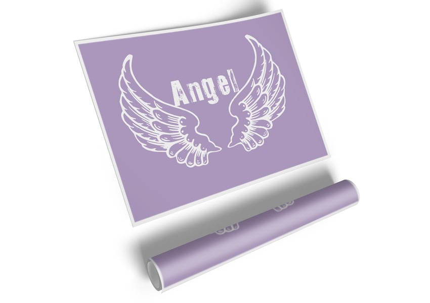 Angel Wings 2 Lilac canvas poster featuring intricate wing designs in soft lilac tones, perfect for home decor.