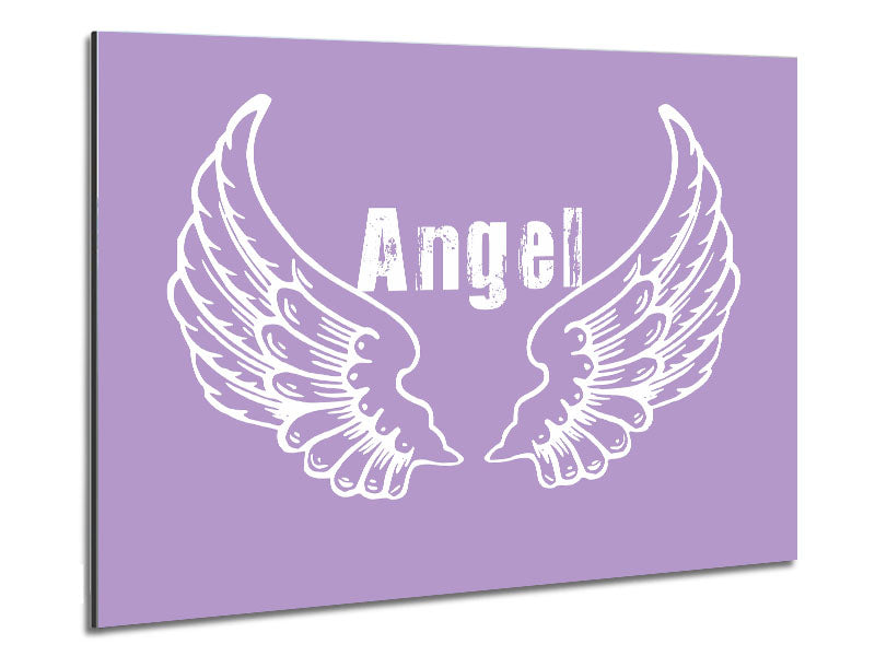 Angel Wings 2 Lilac artwork printed on brushed aluminium dibond, featuring vibrant lilac colors and a modern design.