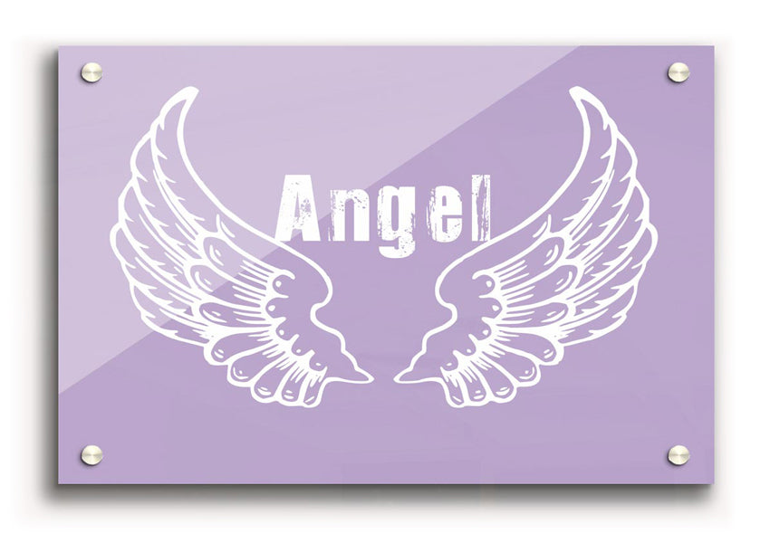 Angel Wings 2 Lilac acrylic print featuring vibrant lilac angel wings design on 5mm thick acrylic glass.