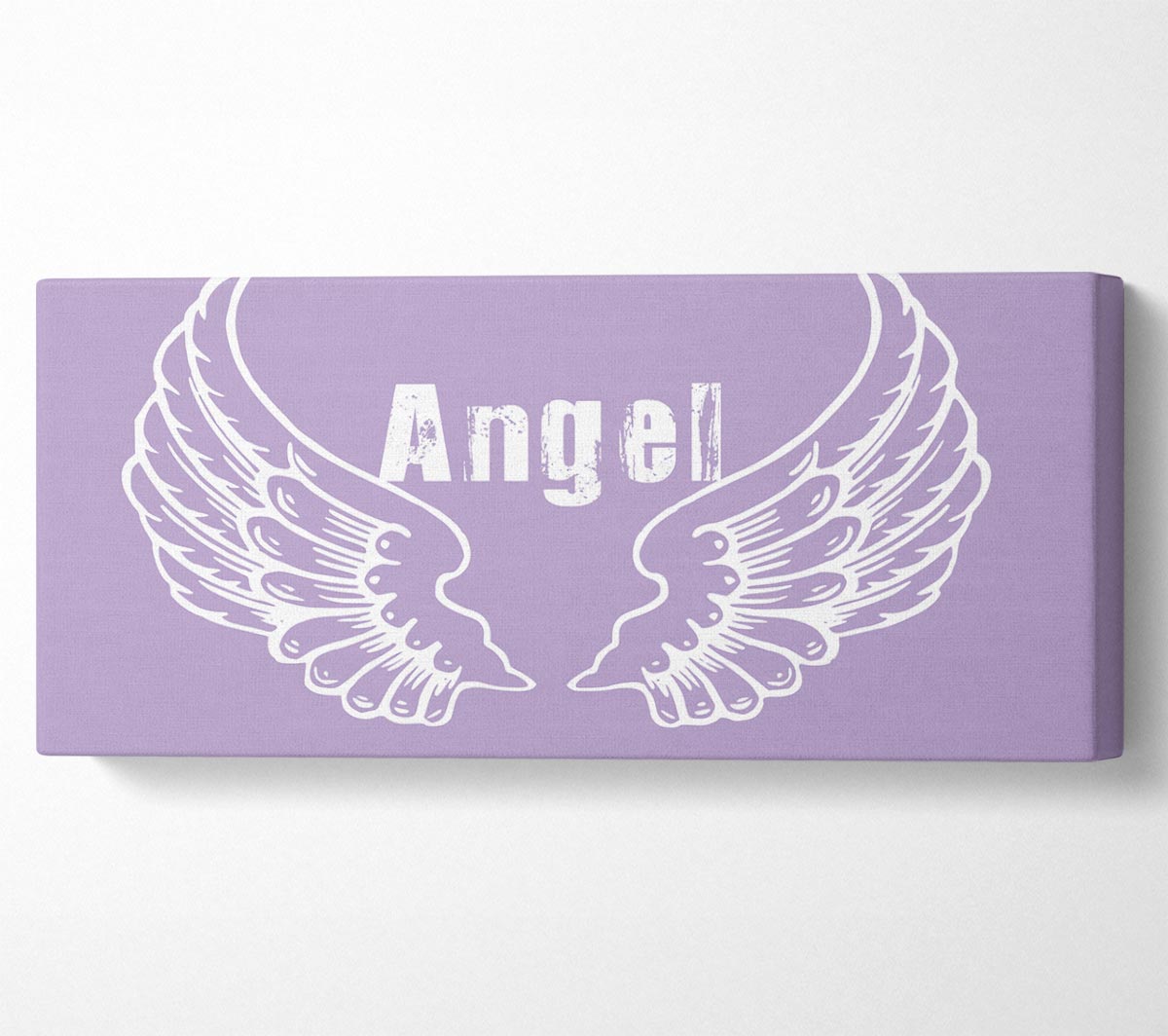 Angel Wings 2 Lilac canvas art featuring delicate lilac angel wings on a coated polyester canvas, mounted on a 44mm box frame.