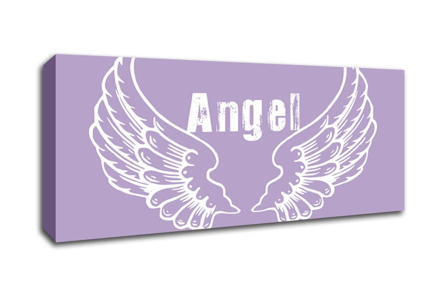 Angel Wings 2 Lilac canvas art featuring delicate lilac angel wings on a coated polyester canvas, mounted on a 44mm box frame.