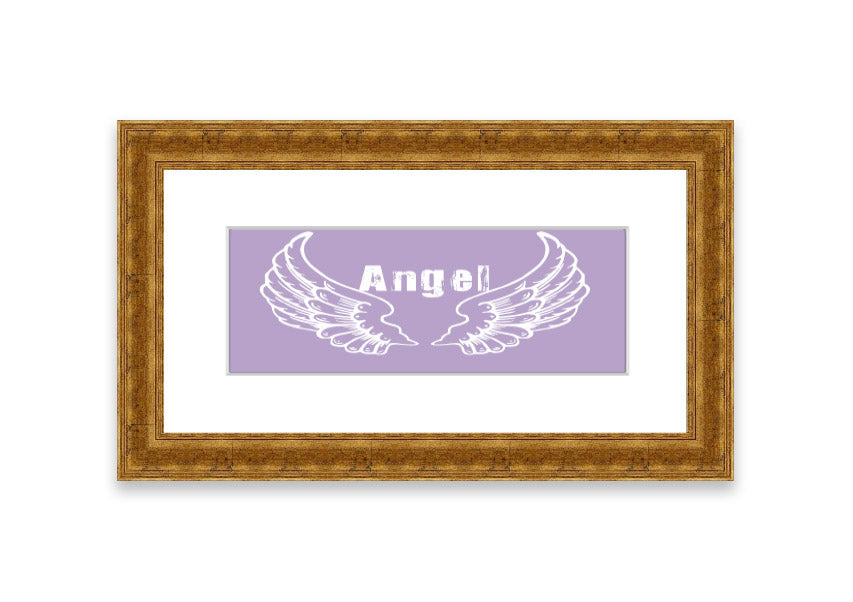 Framed print of Angel Wings 2 in lilac color, showcasing delicate design and available in various frame colors.