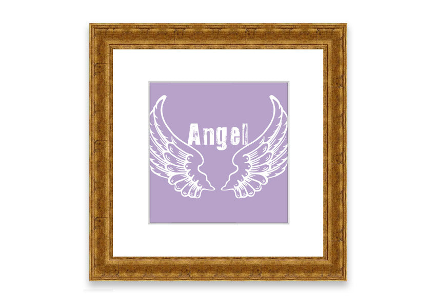 Framed print of Angel Wings 2 in lilac color, showcasing delicate design and available in various frame colors.