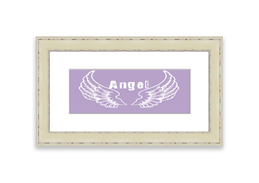 Framed print of Angel Wings 2 in lilac color, showcasing delicate design and available in various frame colors.