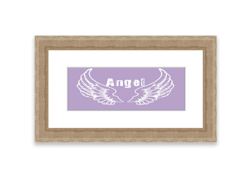 Framed print of Angel Wings 2 in lilac color, showcasing delicate design and available in various frame colors.