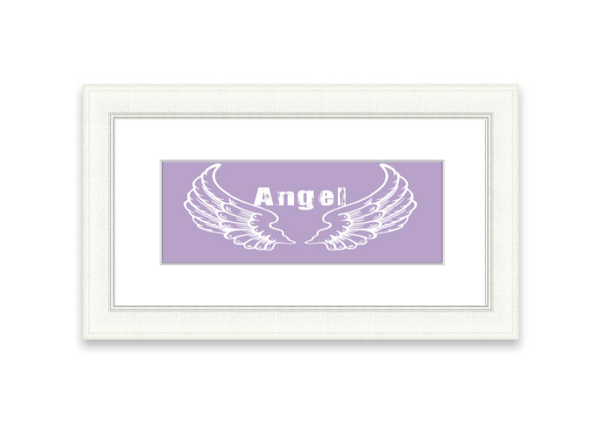 Framed print of Angel Wings 2 in lilac color, showcasing delicate design and available in various frame colors.