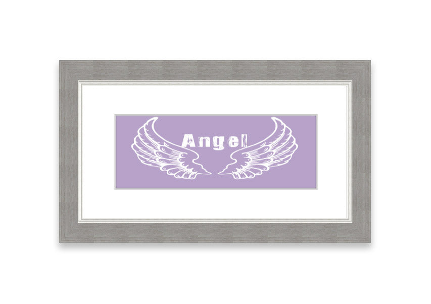 Framed print of Angel Wings 2 in lilac color, showcasing delicate design and available in various frame colors.