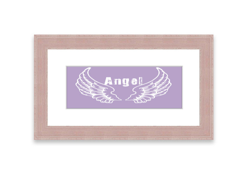 Framed print of Angel Wings 2 in lilac color, showcasing delicate design and available in various frame colors.