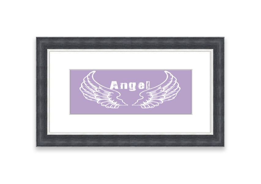 Framed print of Angel Wings 2 in lilac color, showcasing delicate design and available in various frame colors.