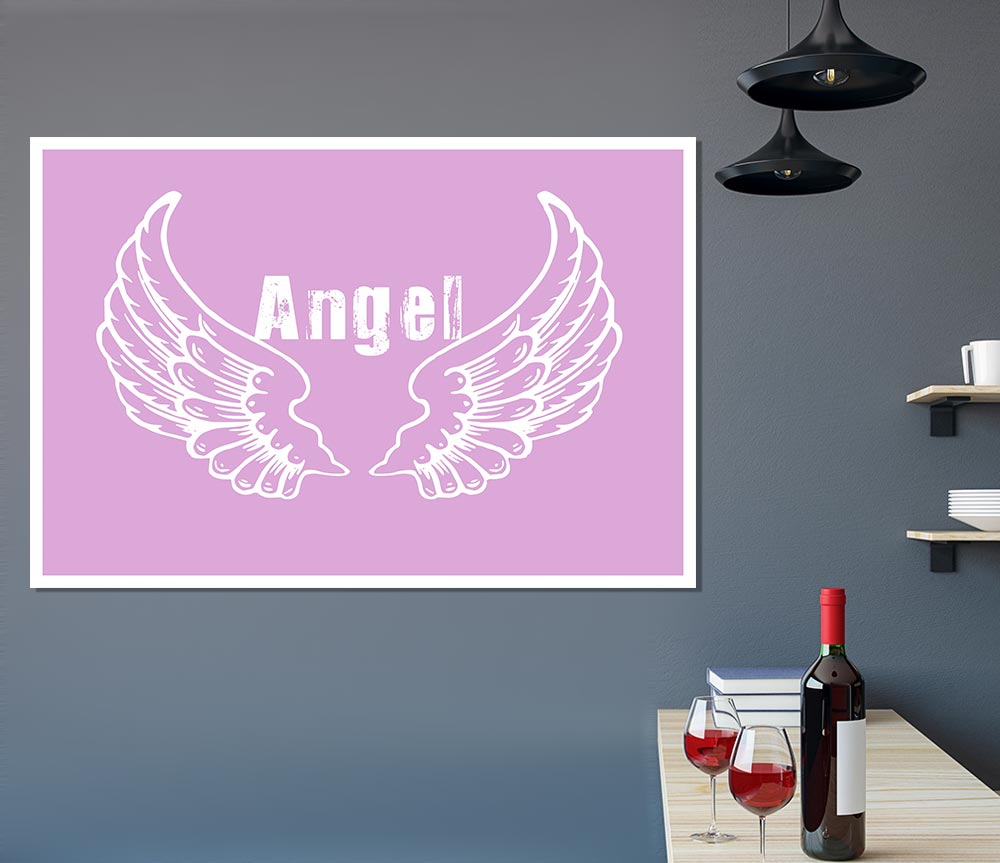 Angel Wings 2 Pink canvas poster featuring vibrant pink angel wings design, perfect for home decor.