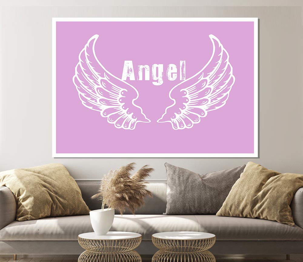 Angel Wings 2 Pink canvas poster featuring vibrant pink angel wings design, perfect for home decor.