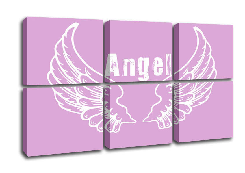 Angel Wings 2 Pink canvas art featuring delicate pink wings on a coated polyester canvas, mounted on a 44mm box frame, ready to hang.