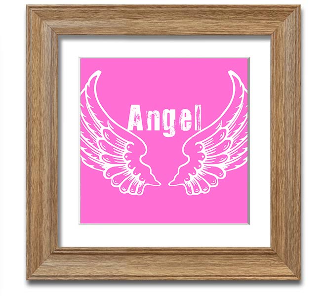 Angel Wings 2 Vivid Pink Square Framed Print showcasing vibrant pink wings, elegantly framed, ready to hang.