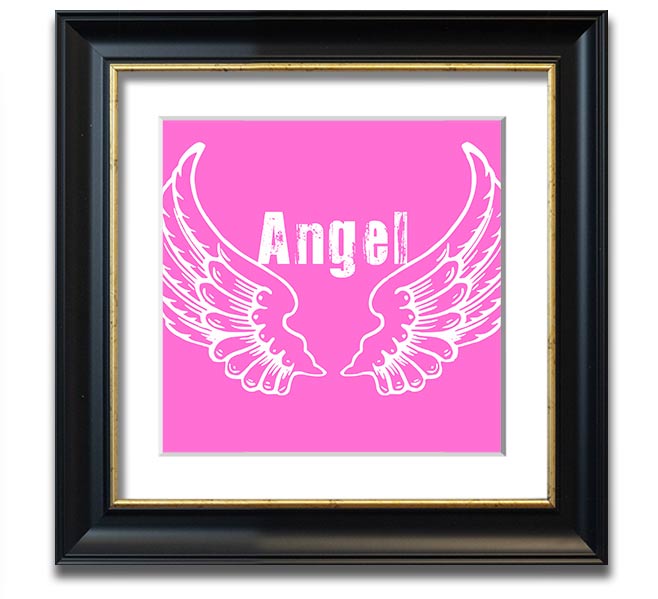 Angel Wings 2 Vivid Pink Square Framed Print showcasing vibrant pink wings, elegantly framed, ready to hang.