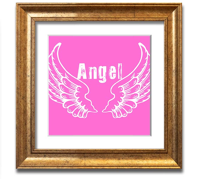 Angel Wings 2 Vivid Pink Square Framed Print showcasing vibrant pink wings, elegantly framed, ready to hang.